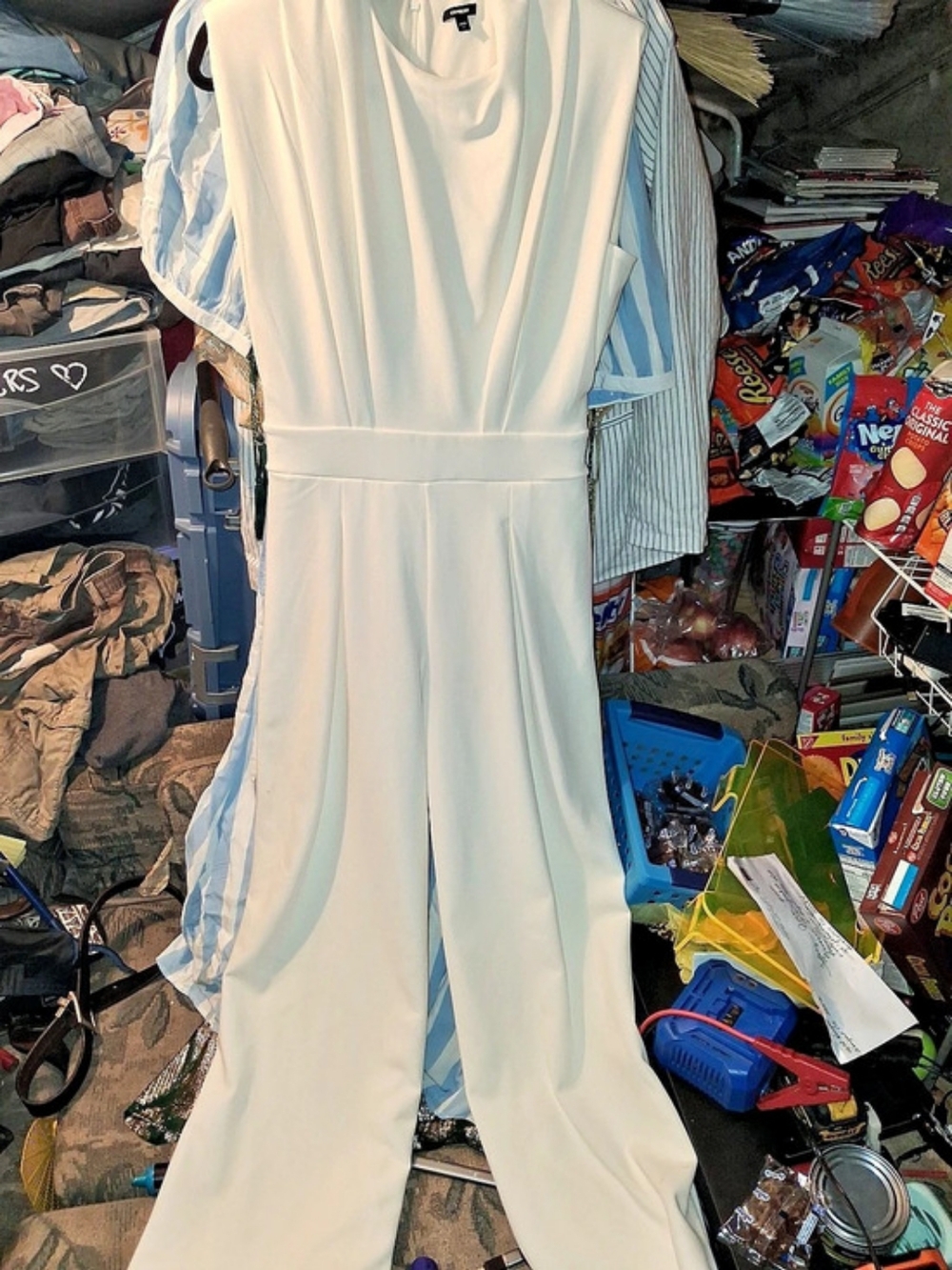 Express Wide Leg Jumpsuit in White Size Medium